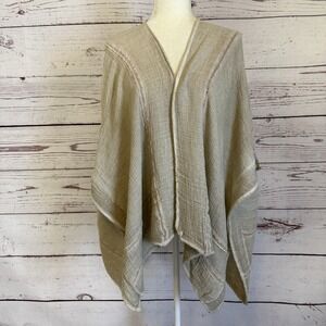 Ipekci Wrap Womens One Size Beige Open Front Poncho 100% Cotton Lightweight